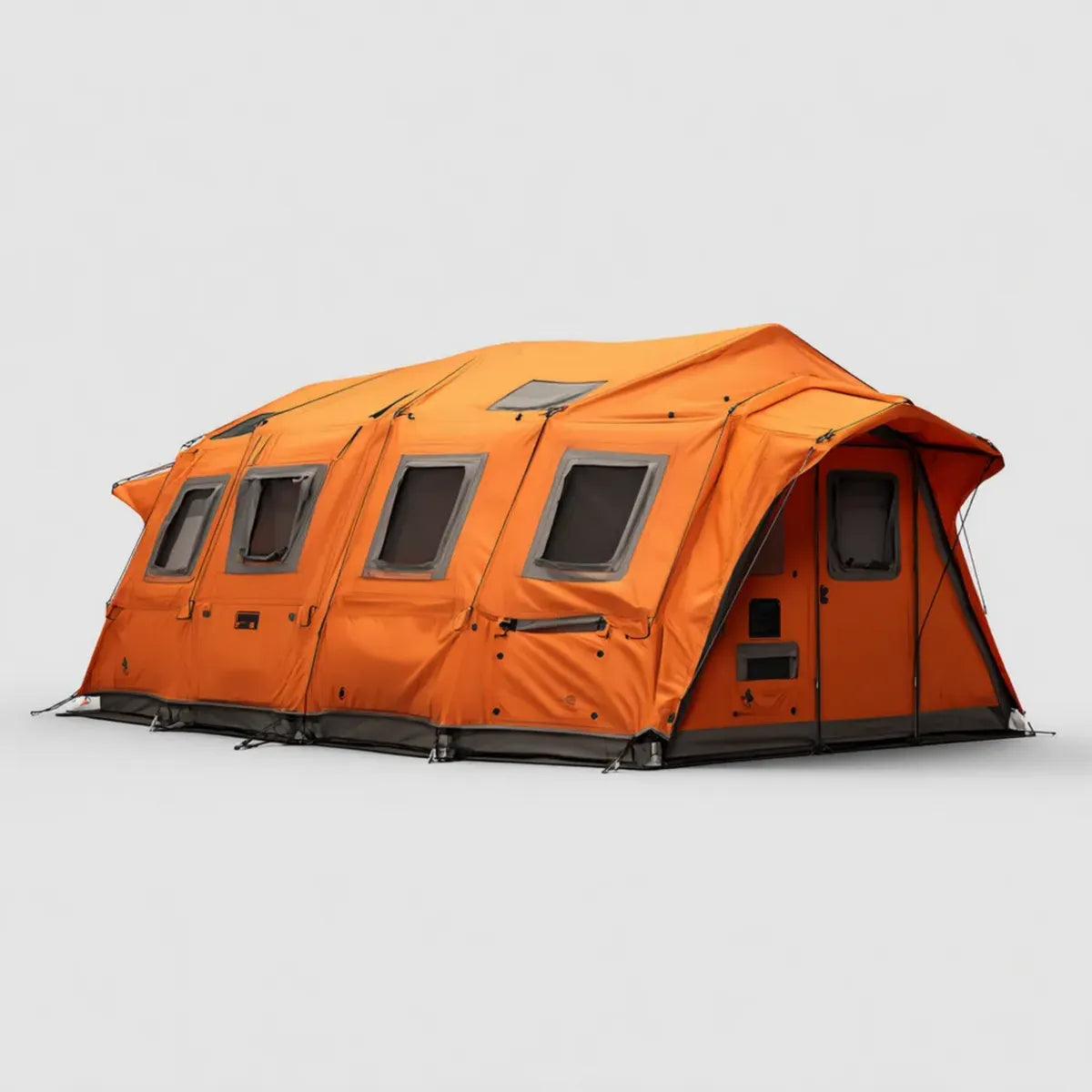 Tente de camping gonflable tunnel orange et grise en polyester 300D 500 x 300 x 200 cm 6 places
