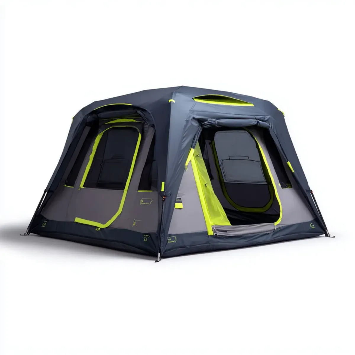 Tente de camping gonflable 4 personnes gris anthracite vert en polyester 300 x 300 x 200 cm