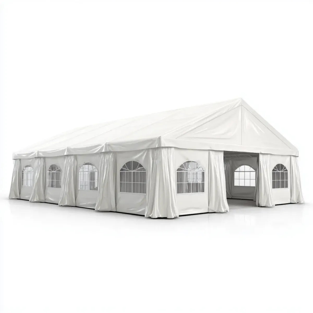 Tente de réception extérieure blanche 8 x 4 m en PVC avec structure en acier galvanisé à toit double pente