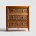 Commode à 3 tiroirs brun noyer massif rectangulaire 90 x 42 x 110 cm