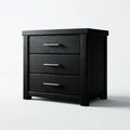 Commode de chambre à 3 tiroirs noire en panneaux MDF rectangulaire 60 x 40 x 65 cm