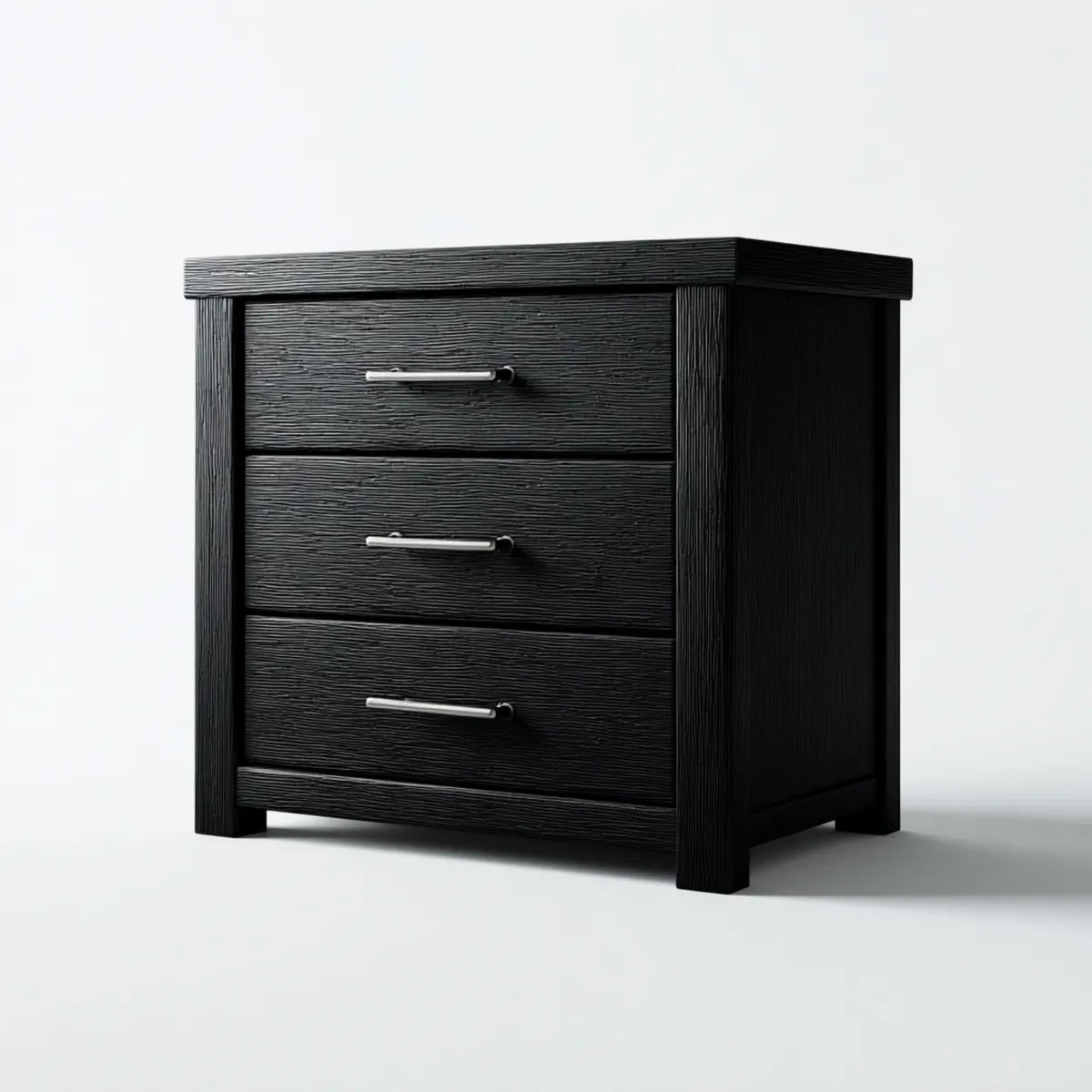 Commode de chambre à 3 tiroirs noire en panneaux MDF rectangulaire 60 x 40 x 65 cm