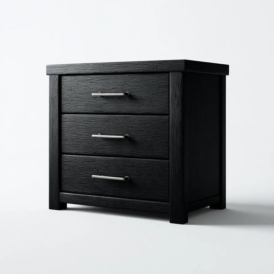 Commode de chambre à 3 tiroirs noire en panneaux MDF rectangulaire 60 x 40 x 65 cm