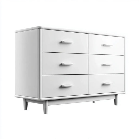 Commode 6 tiroirs blanche en polypropylène rectangulaire 140 x 50 x 85 cm