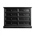 Commode 8 tiroirs noire rectangulaire en MDF 151 x 46 x 125 cm