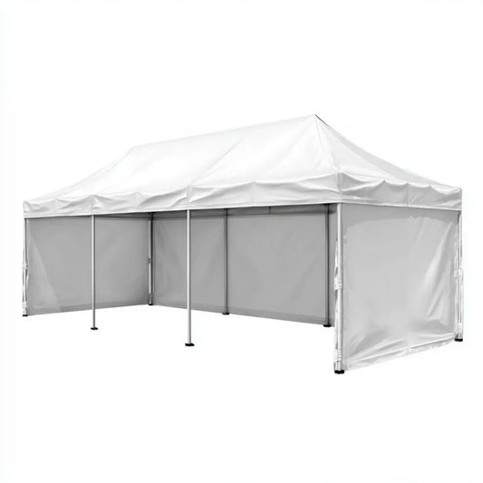 Tente pliante de réception blanche rectangulaire 600 x 300 x 255 cm en acier et polyester