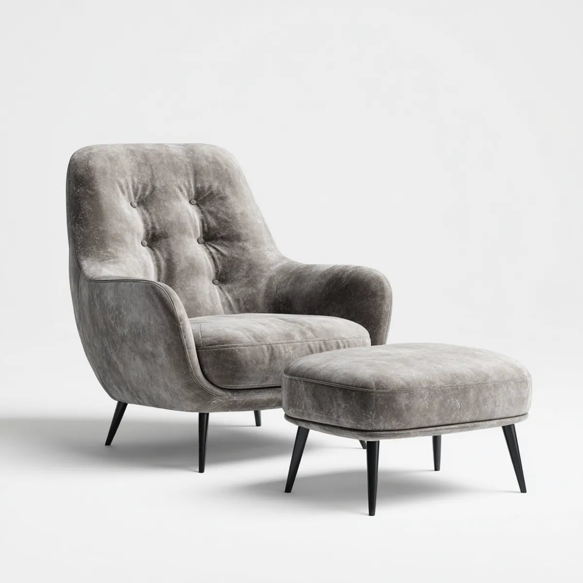 Fauteuil relax avec repose-pieds gris en cuir PU 76 x 82 x 96 cm