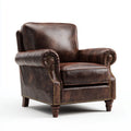 Fauteuil club marron foncé en cuir PU 90 x 85 x 92 cm à accoudoirs arrondis