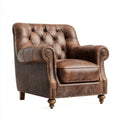 Fauteuil Chesterfield marron en cuir synthétique PU 110 x 90 x 78 cm