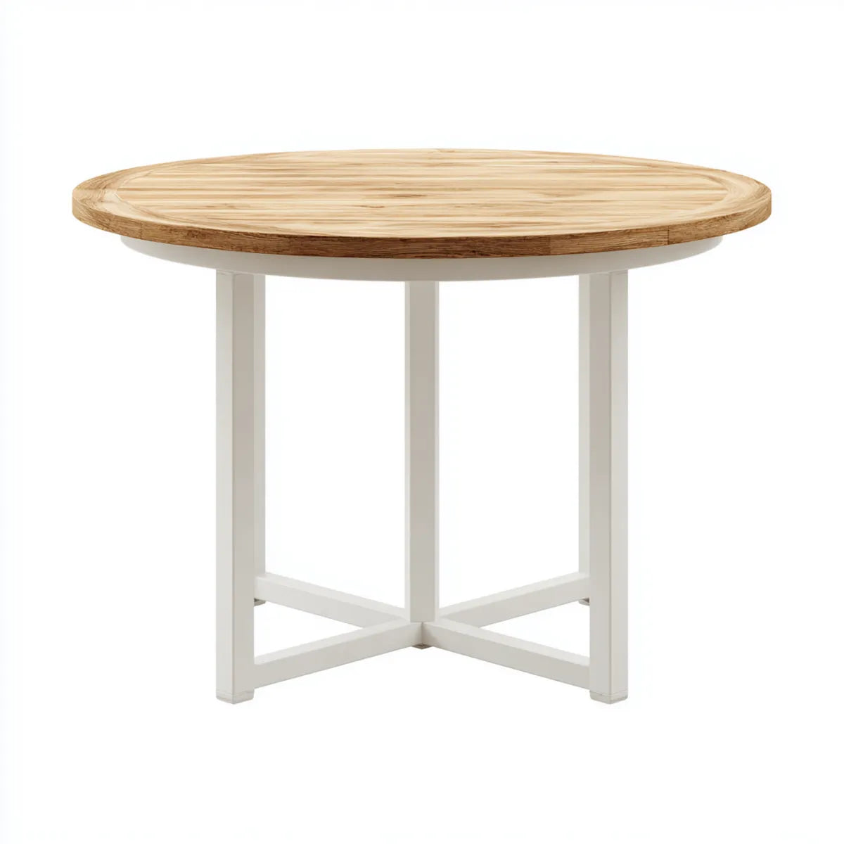 Table à manger ronde blanc et naturel 100 cm en bambou massif et pin massif