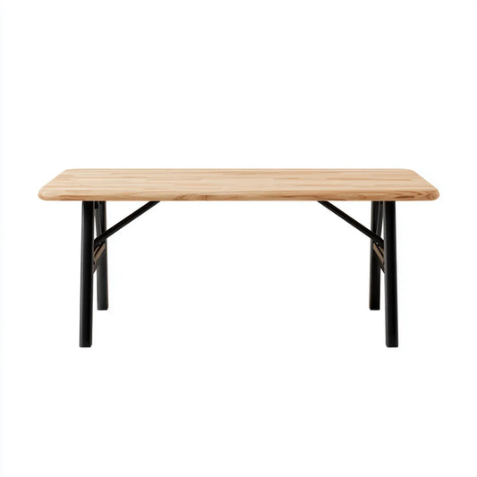 Table à manger rectangulaire 180 x 80 x 75 cm naturel noir plateau en pin massif pieds en acier