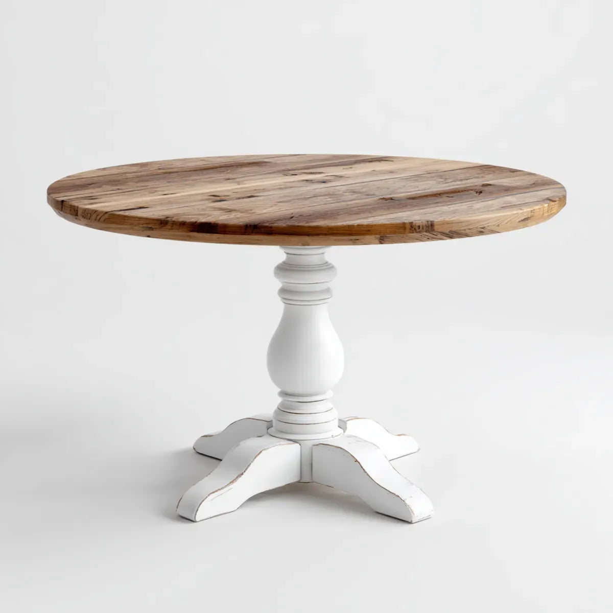 Table à manger ronde marron et blanc Ø120 x H75 cm en bois massif