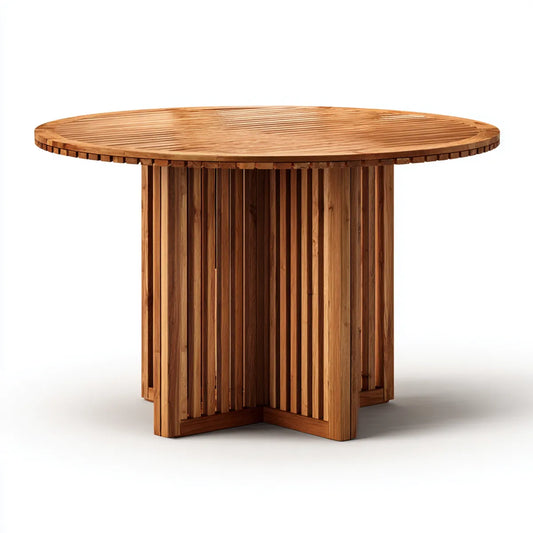 Table à manger ronde marron naturel en bois massif d’acacia Ø 120 x H 75 cm