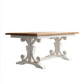 Table à manger rectangulaire blanc et marron 180 x 90 x 76 cm en pin massif