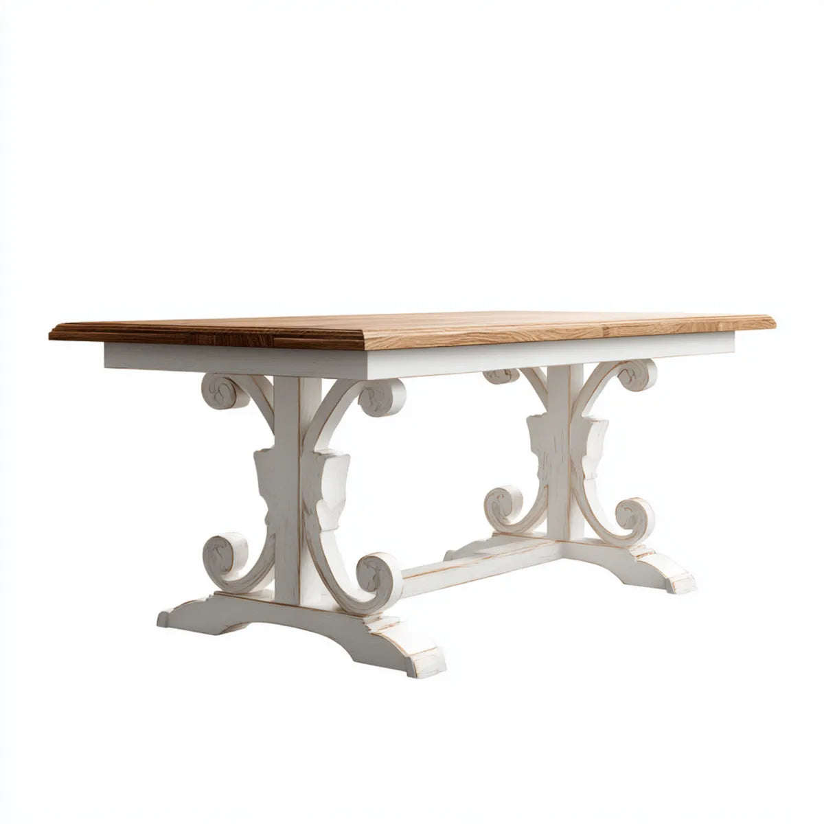 Table à manger rectangulaire blanc et marron 180 x 90 x 76 cm en pin massif