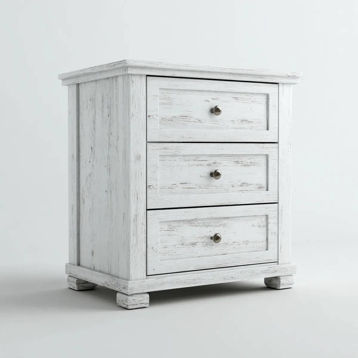 Commode 3 tiroirs blanche en pin massif 80 x 40 x 90 cm rectangulaire