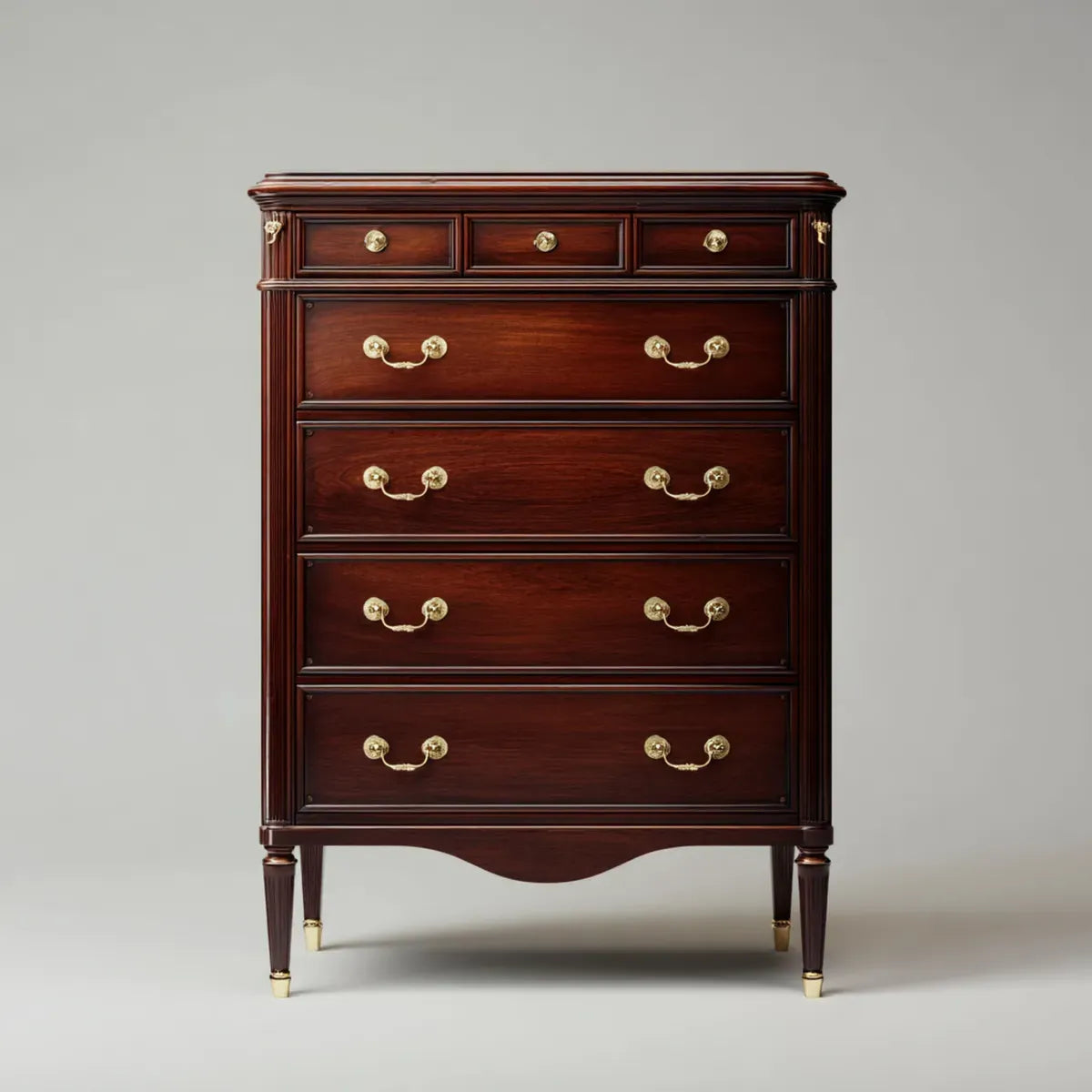 Commode 7 tiroirs brun acajou 100 x 50 x 130 cm MDF rectangulaire