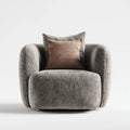 Fauteuil pivotant gris taupe en polyester bouclé forme arrondie 90 x 88 x 78 cm