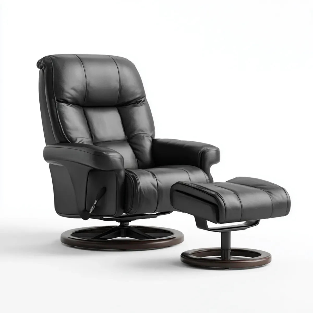 Fauteuil relax inclinable avec repose-pieds noir en cuir synthétique PU 82 x 87 x 108 cm