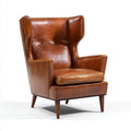 Fauteuil à oreilles marron cognac 78 x 85 x 110 cm en similicuir PU à dossier haut