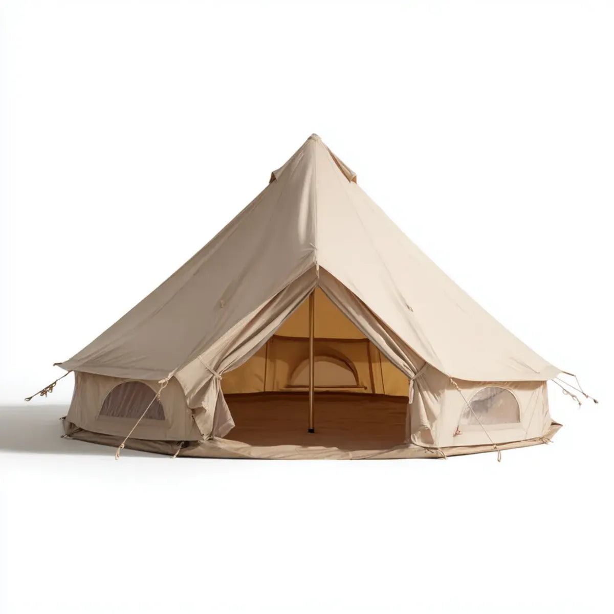 Tente cloche de camping beige 4 m en toile de coton ronde